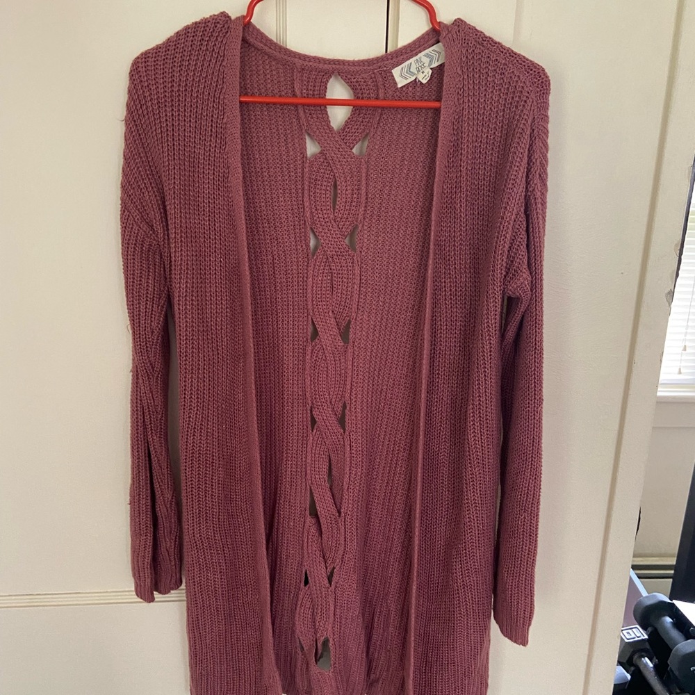 Pink Cardigan w/ Braided Back